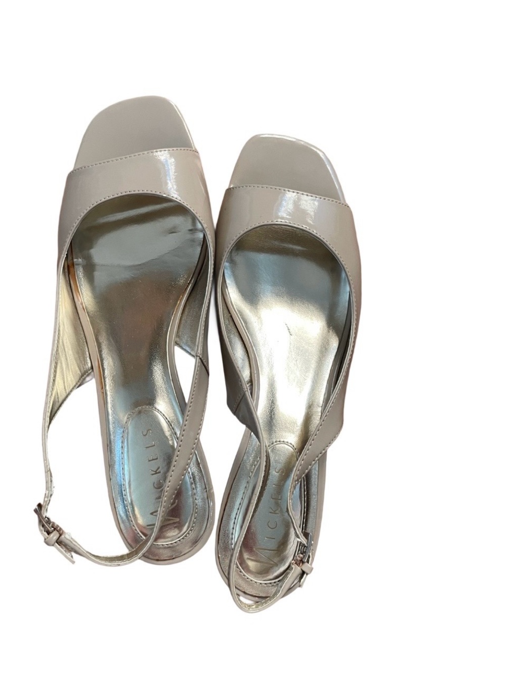 Nude Patent Leather Slingback Sandals